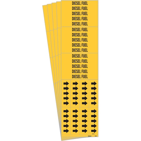 Brady DIESEL FUEL Pipe Marker Style 3C with Arrows Black on Yellow 3 per Card, 5 PK 105758-PK